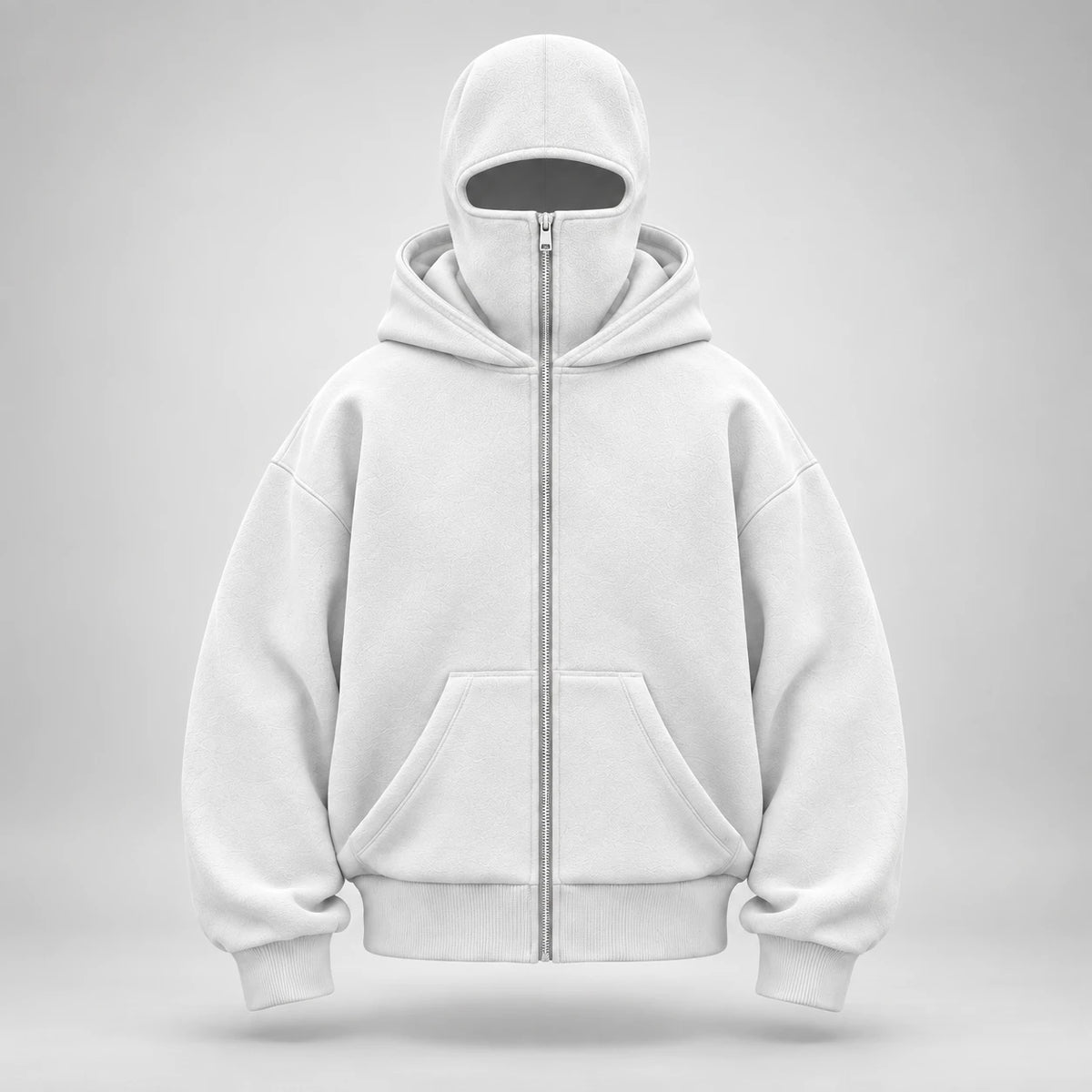 Hoodie Cagoule blanc, cagoule zippée, fermeture argent