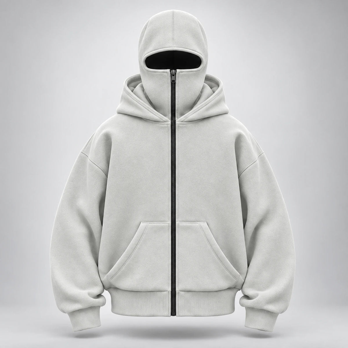 Hoodie Cagoule gris clair, fermeture noire